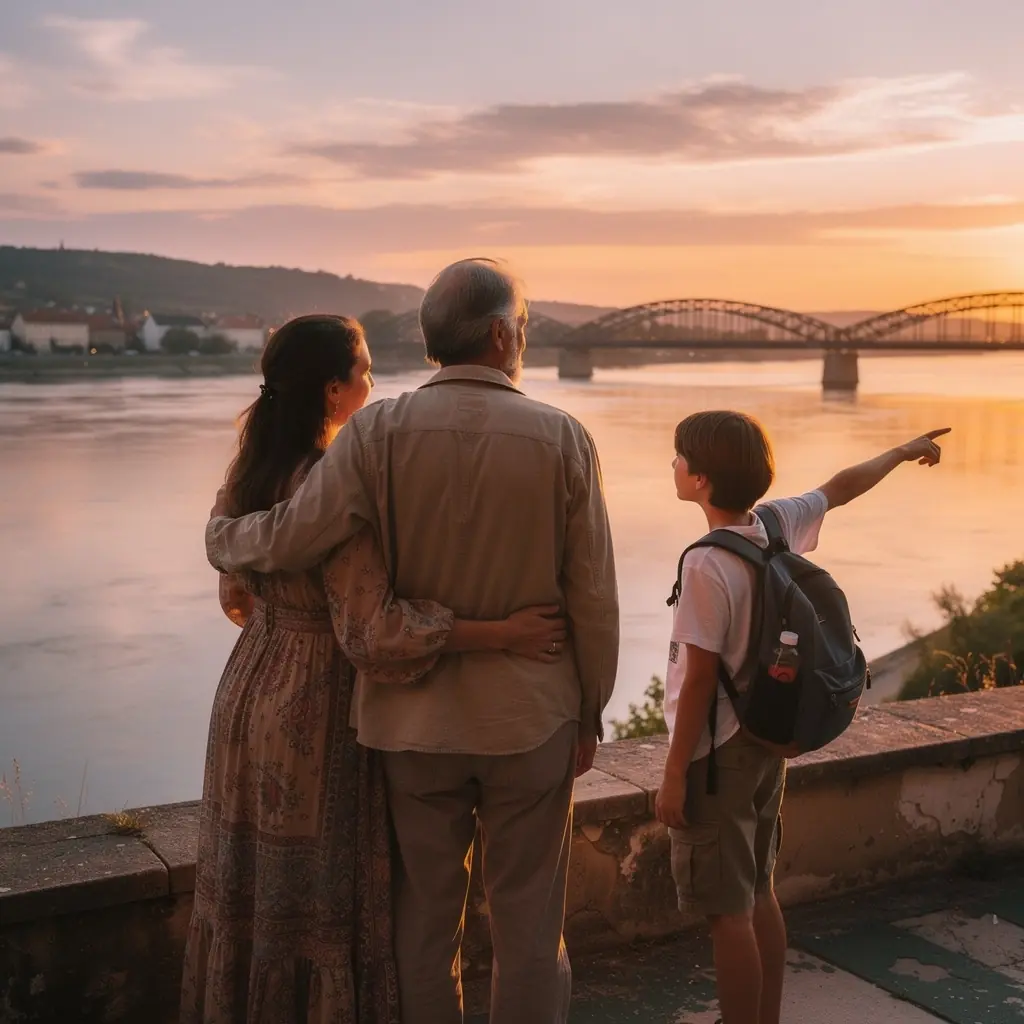 A family enjoying a picnic break with picturesque mountains in the background, showcasing relaxation and togetherness.